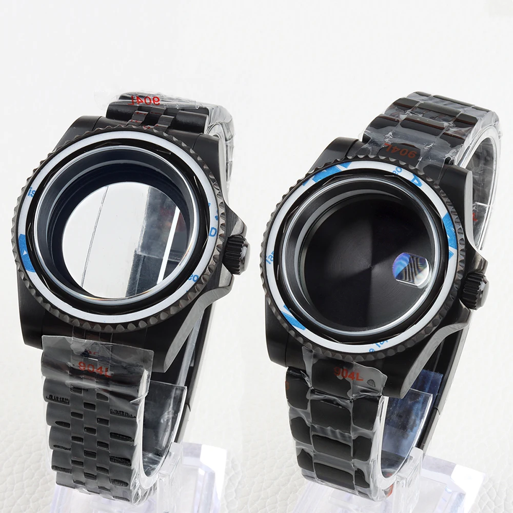 

Black 40mm Watch Case 20mm Stainless Steel Jubilee/Oyster Strap for Submariner 28.5mm Dial NH34 NH35 NH36 NH38 Movement No Bezel