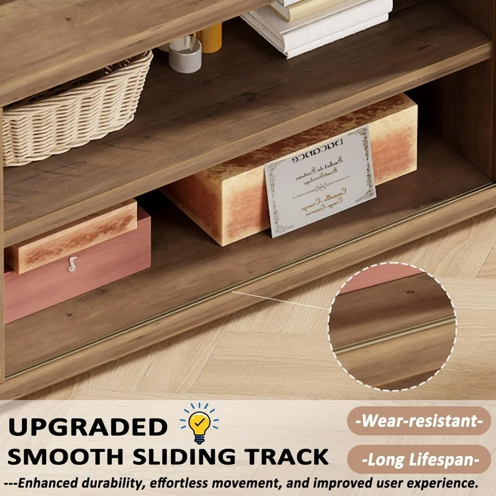 70-дюймовая подставка под телевизор для 75, развлекательный центр с раздвижными дверцами и шкафом для хранения под телевизор, современная медиа-консоль под телевизор, дерево