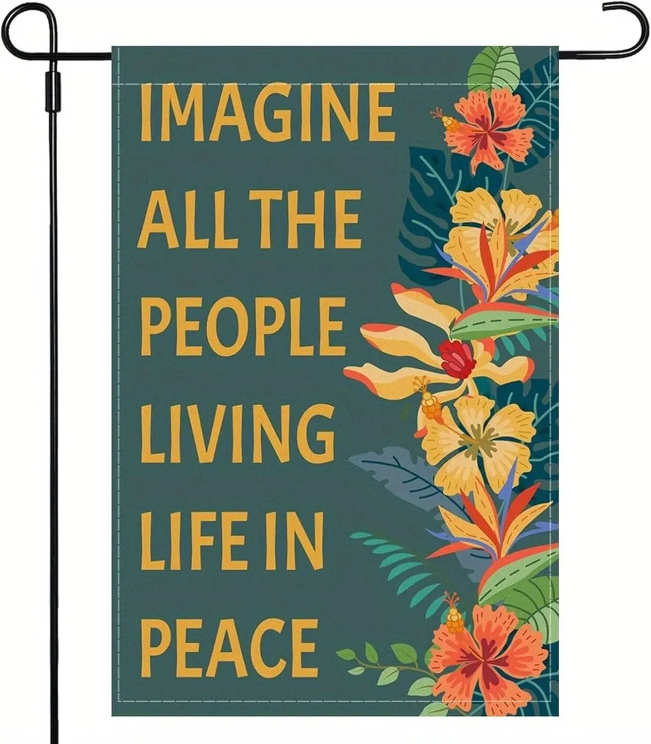 Garden Flag Imagine All the People Living Life in Peace Spring Summer Autumn Flag Double Sided Polyester Vertical Floral Flo yyi