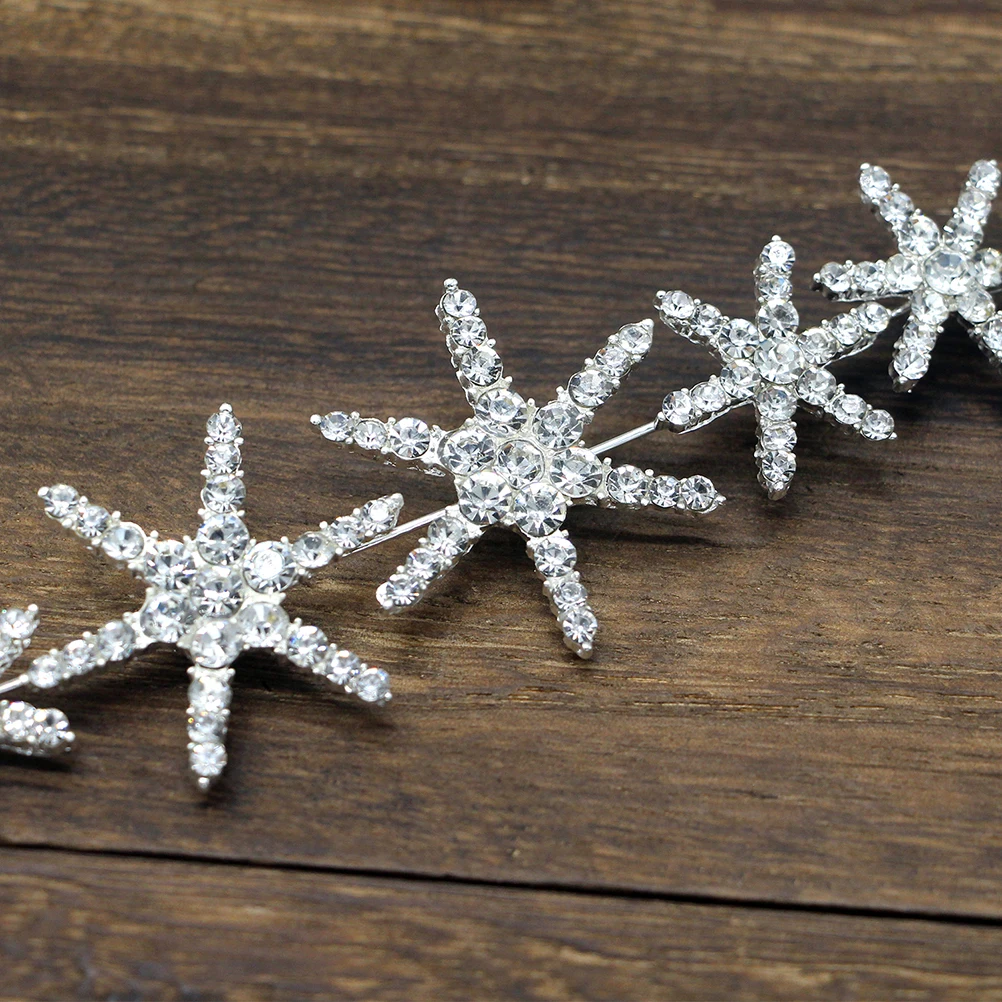 

Rhinestone Bridal Star Headb With Ribbon Hair Accessories Ivory Ribbon Bridal Headdress Star Design Bridesmaid Headdress