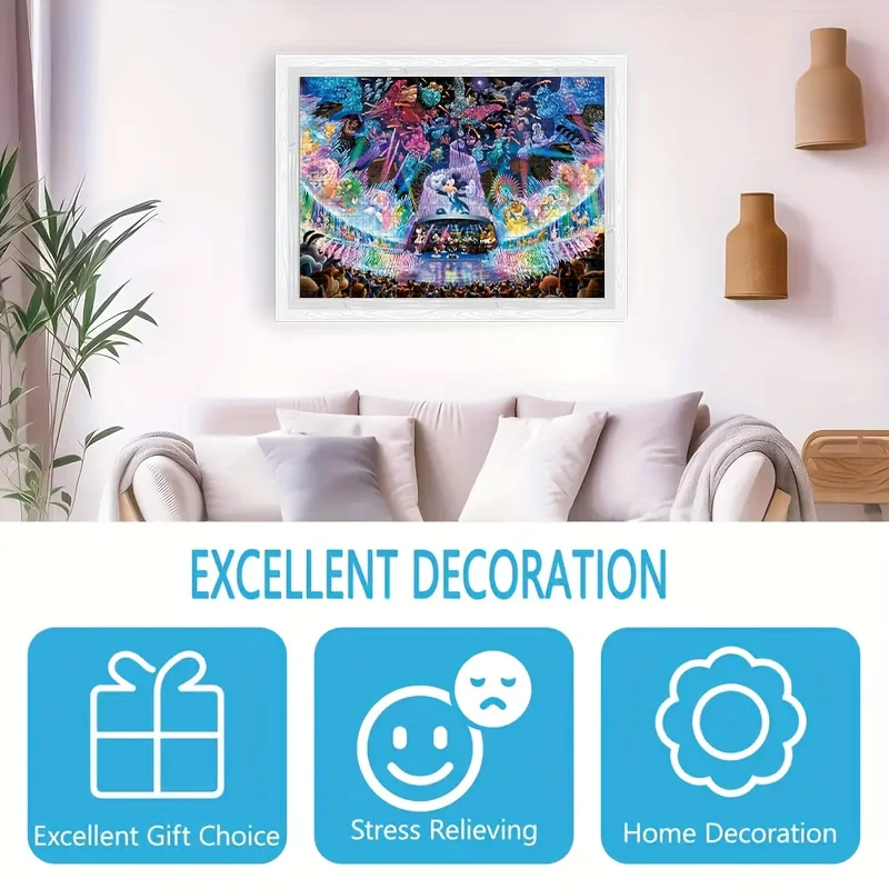 1000 stuks Disney dierenkarakters puzzel - Mickey Mouse, prinsessen en prinsen, aan de muur te monteren, spelcadeau voor volwassenen, familie-interactie