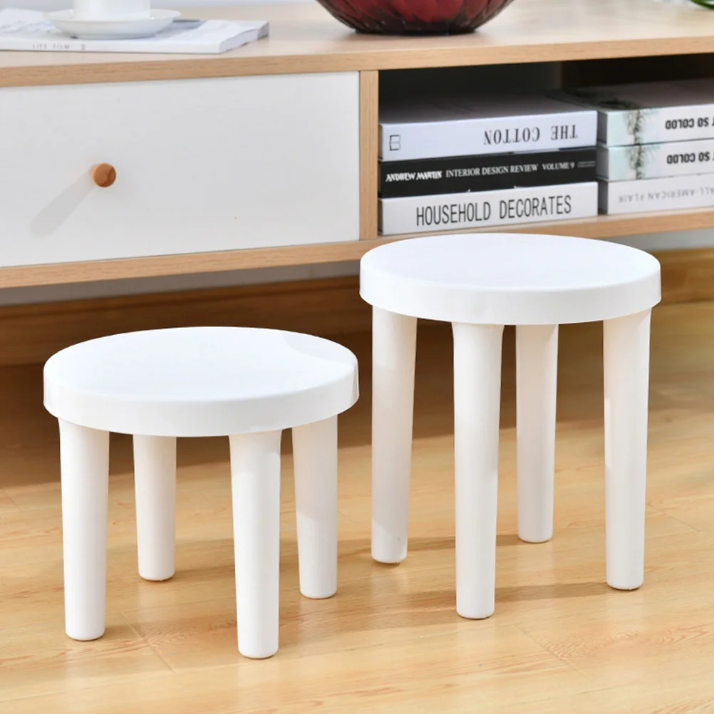

1Pcs Plastic Small Low Stool White Anti-Slip Round Bathroom Step Stool Kids Portable Kids Chair Plastic Low Chair
