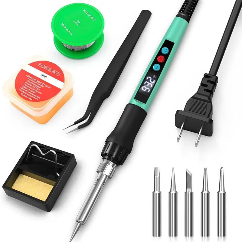 

AEE4-Soldering Iron Kit, 100W With LED Digital Display, Adjustable Temperature 300-1200°F Electronic Soldering Kit US Plug