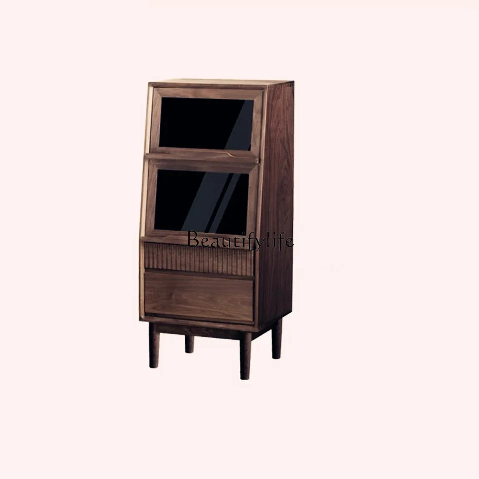 

ls 18North American black walnut glass modern simple Japanese storage locker