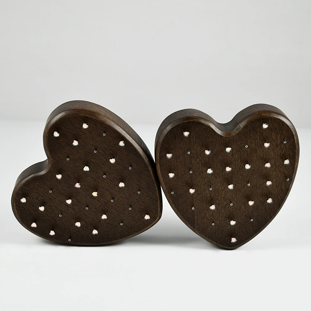 1PC Wood Piercing Jewelry Display Flower Heart Shape Cases Stand Earring Belly Lip Tongue Body Piercing Jewelry Solid Wood Stand