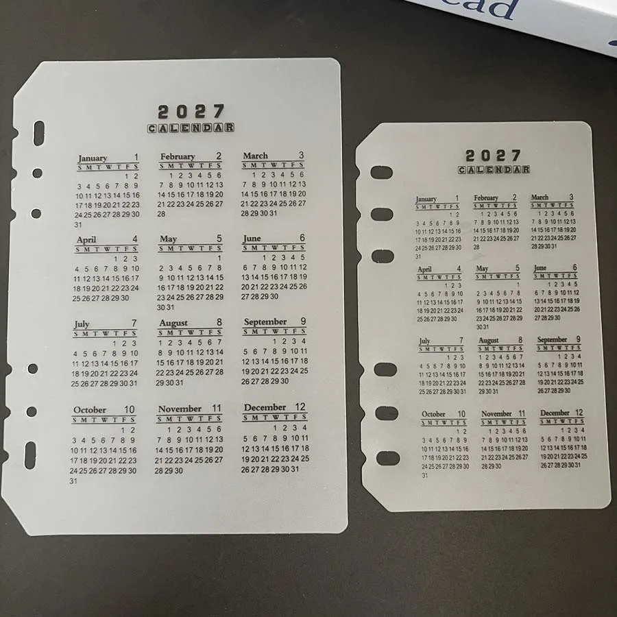 2027 A5/A6 Loseblatt-Kalender-Trennblatt mit 6 Löchern, langlebiges, transparentes, mattiertes PP-Material für die Zeitplanung, Rückseite – Detail 4