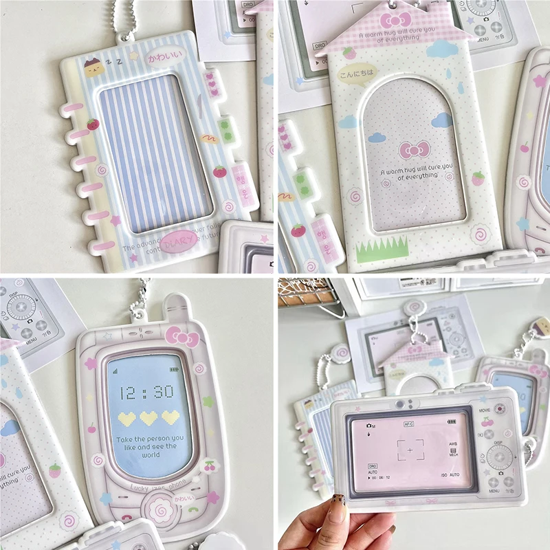 Portable Idol Card Holder Cute Camera Phone Photocard Holder Keychain Ins Idol Photo Card Protector Photo Sleeves Bus Card Case