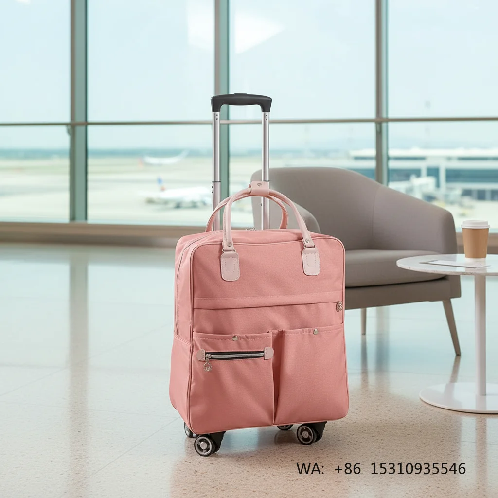 2026 New Wholesale Unisex Oxford Duffle Bag with Wheels Lightweight Foldable Large Capacity Portable Travel Trolley Bag