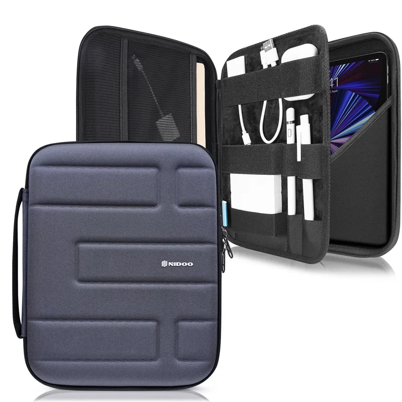 NIDOO 하드쉘 아이패드 케이스 태블릿 슬리브, 11 인치 아이패드 프로 M2 2022/10.9 10.2 인치 아이패드 에어 4th 방수 노트북 휴대 가방 