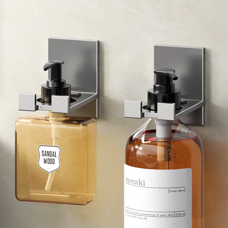 벽걸이 형 액체 비누 병 홀더, 알루미늄 병 걸이 스탠드, 흔적 없는 샤워 젤 병 홀더, WB8025