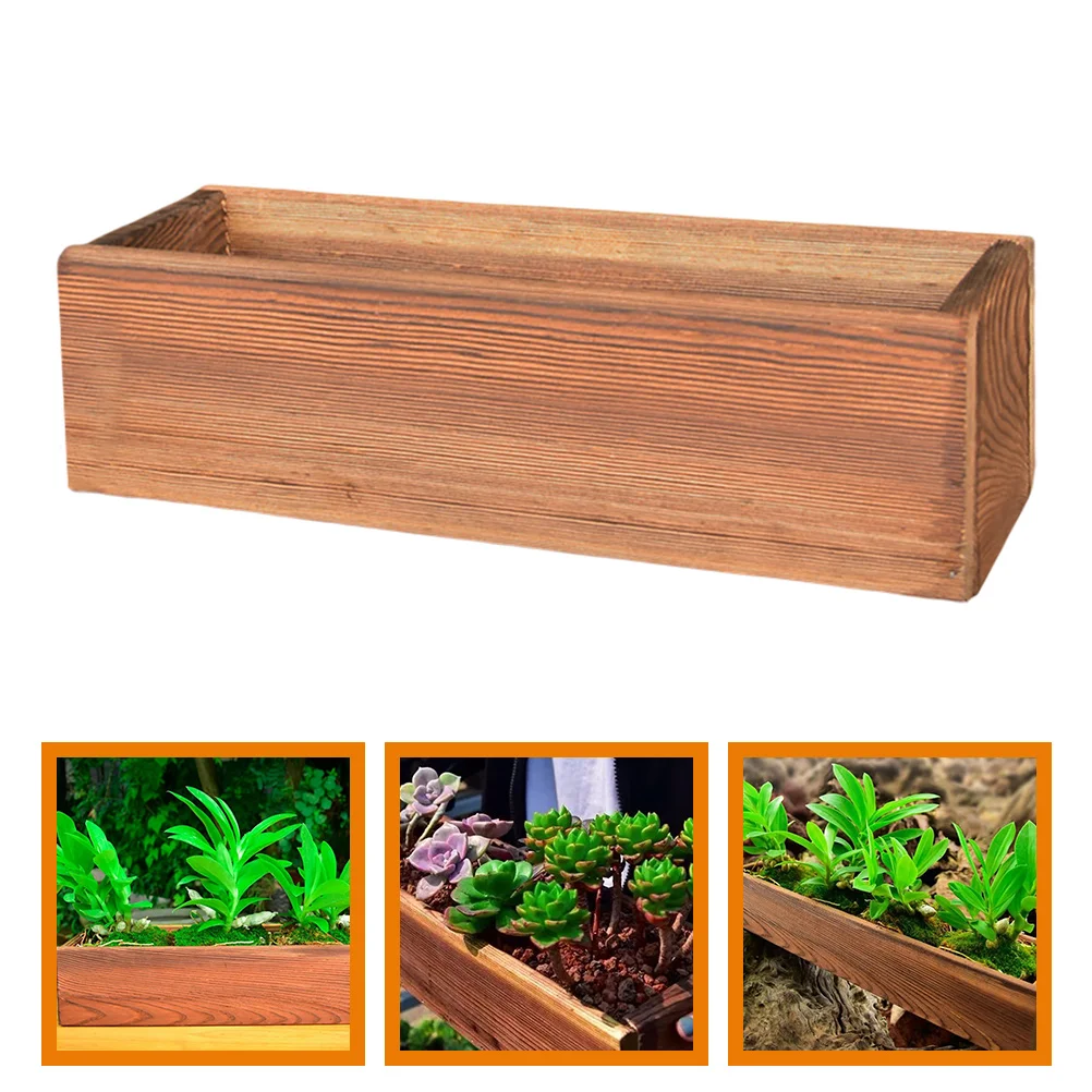 Antiseptic Wood Flower Box Pots Square Plants Outdoor Planter Rectangular Boxes Vegetable