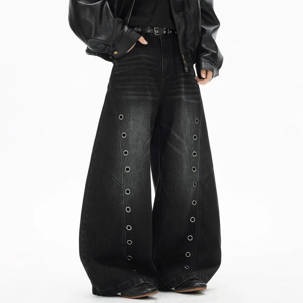 Men Loose Casual Streetwear Fashion Air Vent Wide Leg Denim Jeans Machete Pants Man Harem Scimitar Baggy Jeans Trousers