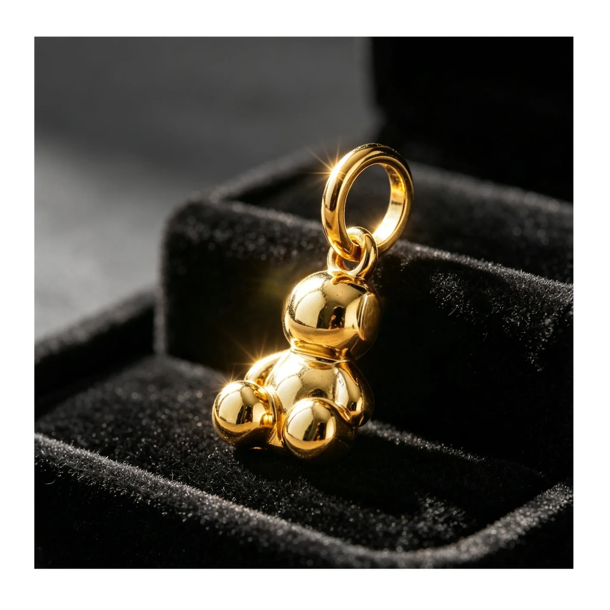 Polished 14K Gold Plated 3D Sitting Teddy Bear Charm Smooth Glossy Mini Bear Pendant With Large Loop For Bracelet Necklace Jewelry Gift