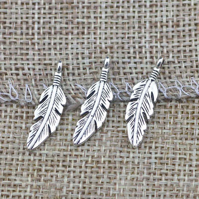 40Pcs Charms Feather Leaf 23X6Mm Antiek Zilver Kleur Hangers Maken Diy Handgemaakte Tibetaans Vinden Sieraden