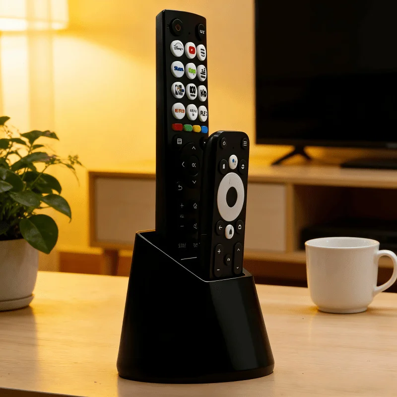 Fernbedienungshalter mit zwei Löchern, Desktop-Aufbewahrungsregal für Fernbedienungen von TV, Klimaanlage und Licht