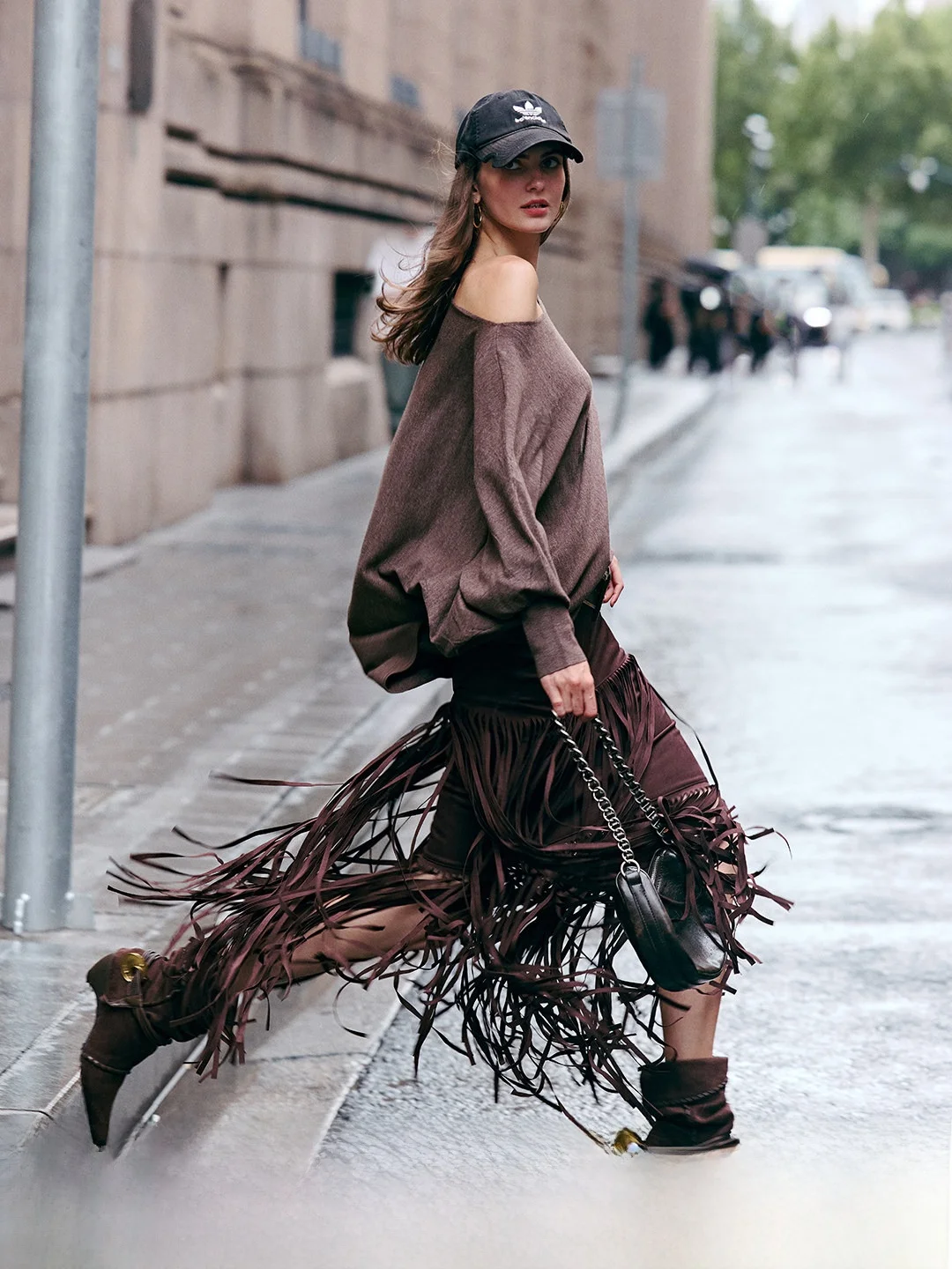 

Luna7xi Casual Knitted Sweater One-oulder Batwing Sve Simple Pullover Lazy Vintage Sle Wool Blend Women's Top