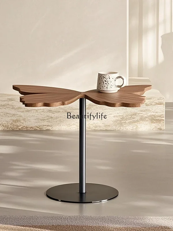 

03.Vintage Style Butterfly Side Table Italian Modern Minimalist Sofa Corner Table High-End Walnut Color