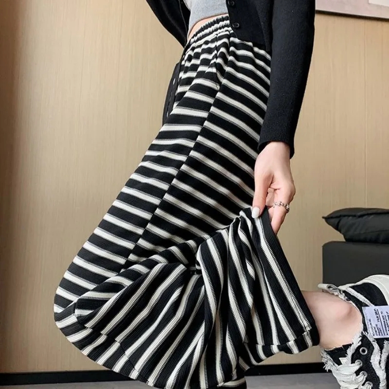 Patterned Wide-leg for Women Spring Summer Thin High-waisted Casual Pants Loose Straight