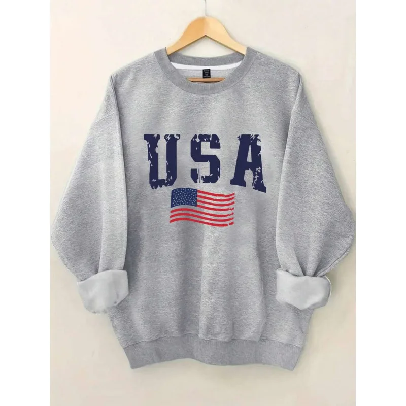 

Женская толстовка с принтом в американском стиле, модная уличная одежда, повседневная, удобная, незаменимая вещь для весеннего сезона, графический свитшот