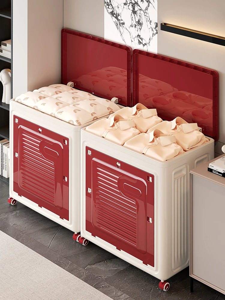 

Очень большой двухдверный ящик для хранения на колесиках для дома, гостиной, спальни, большой вместимости, для игрушек и одежды, простой современный дизайн