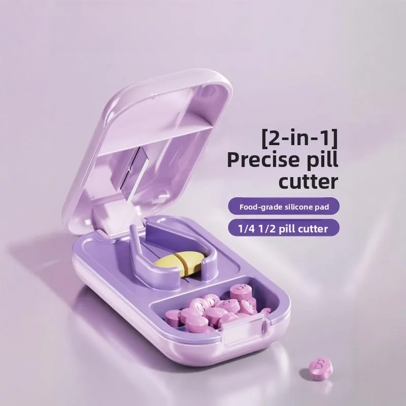 Portable Precision Medicine Splitter Four Thirds Half Tablet Cutter Professional Pill Divider Easy to Carry Medicine Organizer