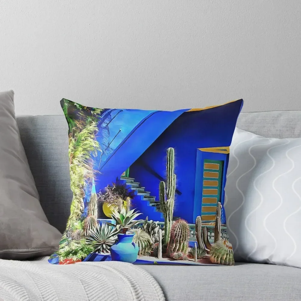 Cubist Villa Jardin Majorelle Throw Pillow Throw Pillow Covers Pillows Aesthetic Pillowcase Cushion Cushion Cover Set pillow