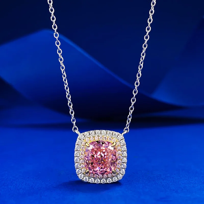 

S925 Серебряный Papalacha 8*8 Высокоуглеродистый бриллиантовый Электрический Сплит золотое ожерелье роскошный Микро Комплект Кулон оптовая продажа для женщин