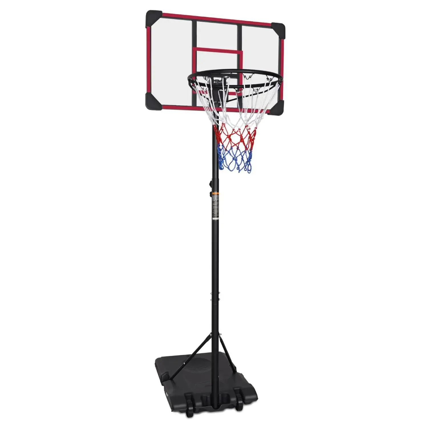 Sistema porta da basket portatile ad altezza regolabile per giovani - Base stabile, uso interno/esterno, tabellone da 28", ruote - 5,6-7 piedi