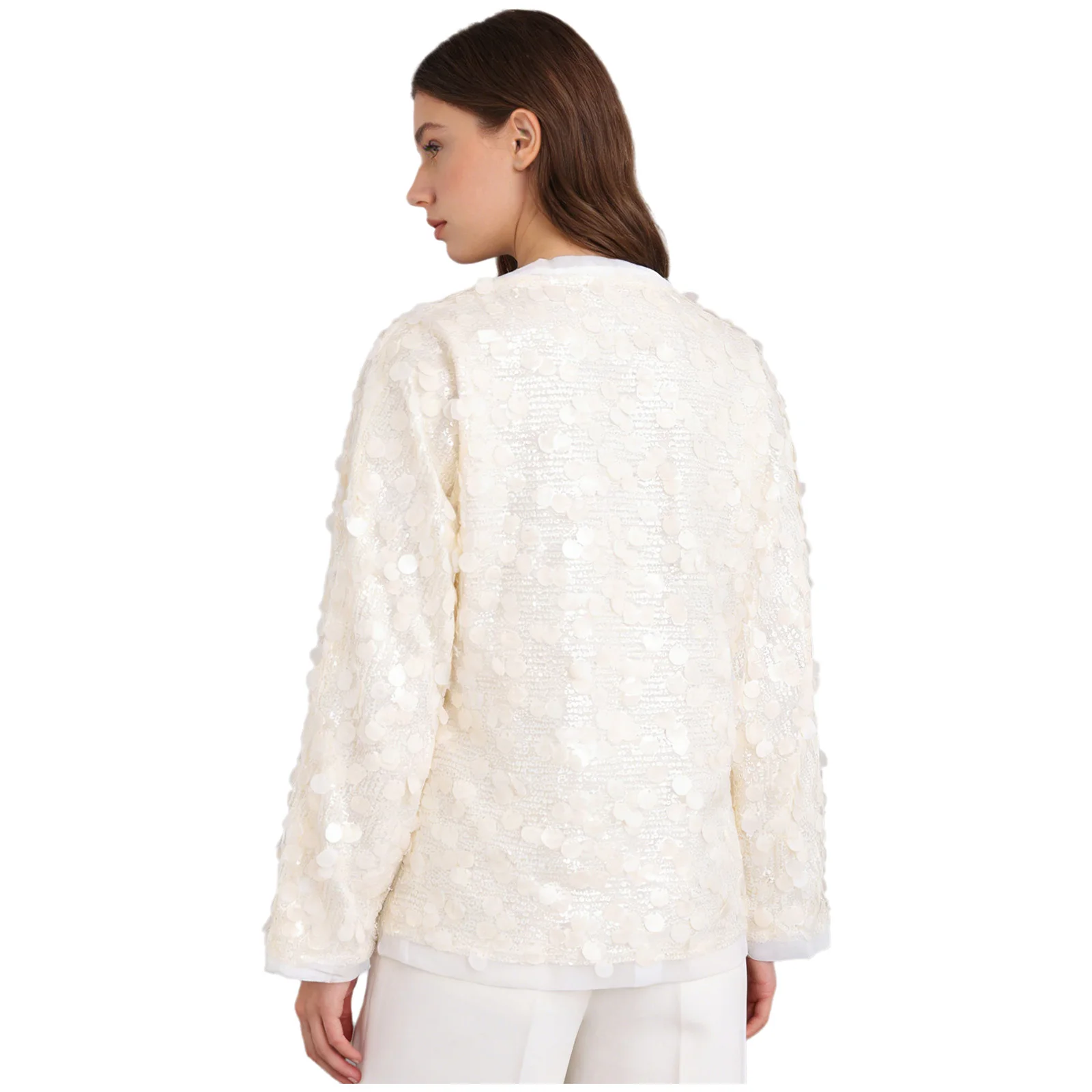 Women Retro Disco Jazz Dance Shawl Wraps Shiny Sequin Cardigan Wrap V Neck Top Fashion Club Party Outerwear Evening Costumes