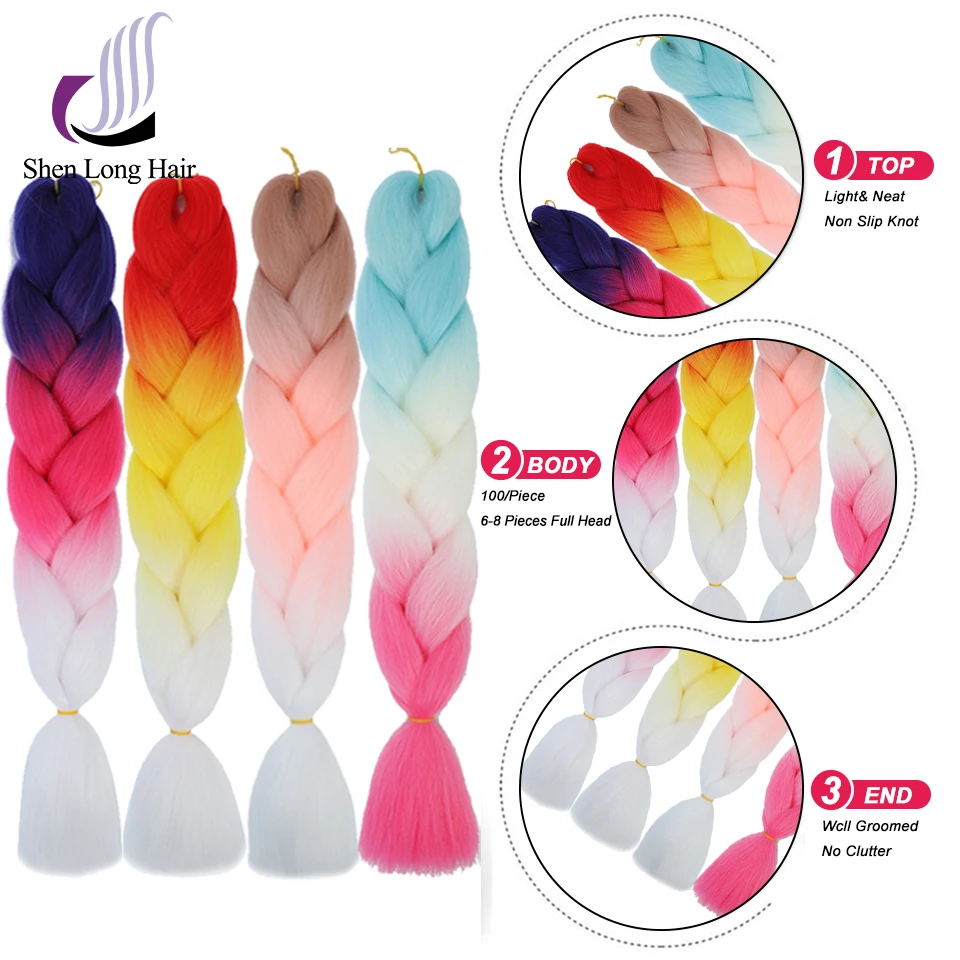 New Colors Synthetic Glowing Hair Twist Braids Ombre Color For white Women Braiding Hair Extensions Jumbo Braids KaneKalon Hair