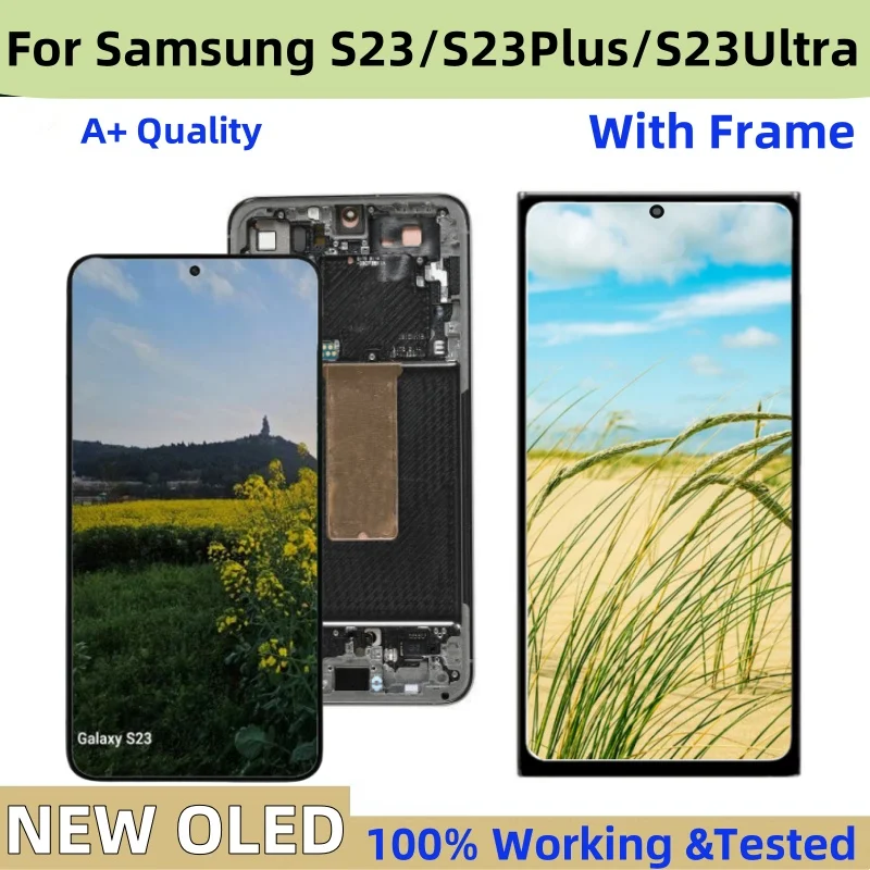 NEW OLED S23 Ultra 5G S918B/U LCD for Samsung Galaxy S23 5G S911 S23 Plus 5G S916B/U display Touch Screen with Frame Replacement