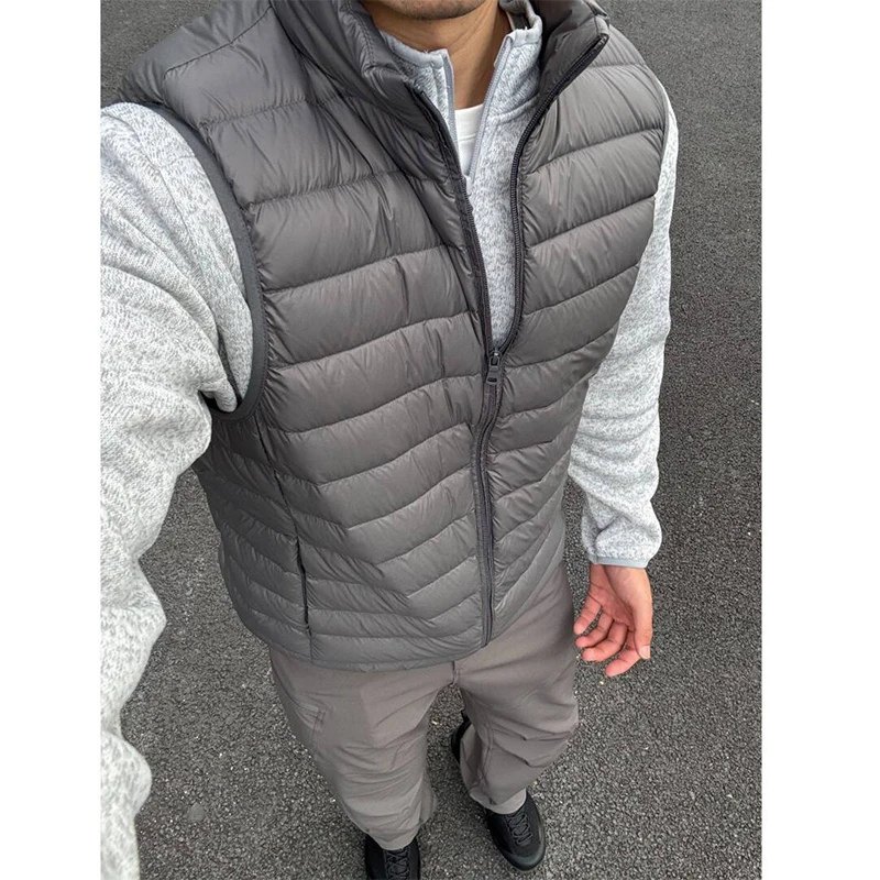 Gilet unisex con colletto rialzato, trapuntato a costine leggero, capispalla caldo di alta qualità ​