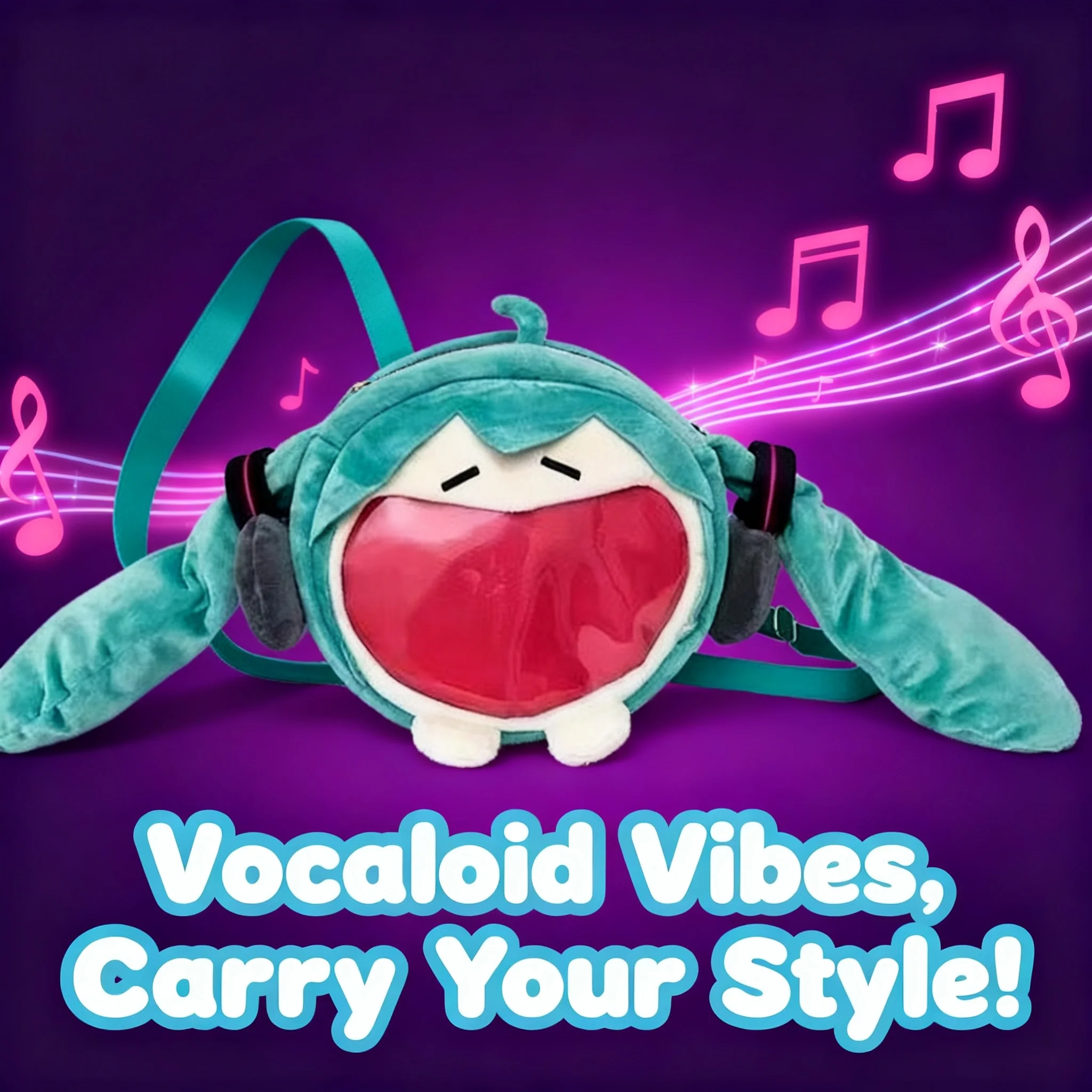 Bolso de estilo japonés con diseño de Hatsune Miku, bolso de peluche con boca grande, bolso de mujer, bolso de regalo, bolso de almacenamiento, bolso cruzado individual o doble.
