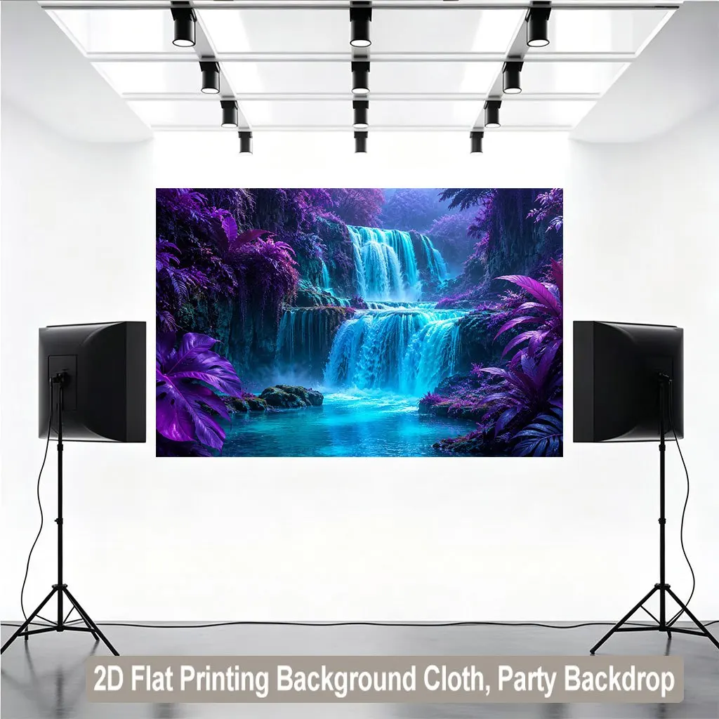 Highly detailed Waterproof Tapestry Backdrop Waterfall Forest Nature Mural Blue Purple Fantasy Hanging Decoration Cloth for Part