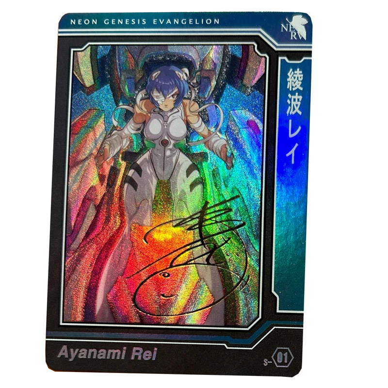 NEON GENESIS EVANGELION carte fai da te 3 pz/set Ayanami Rei regalo di compleanno di natale carta da collezione foil stamping signature