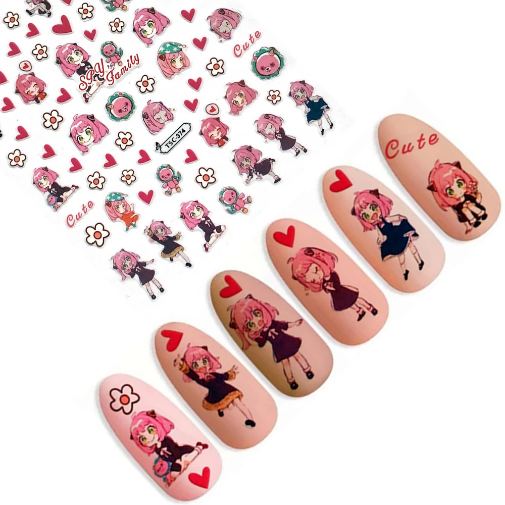 TSC-374 TSC-305 TSC-379 spy girl family 3D Back glue Nail Art Stickers Decals Sliders Nail ornament decoration