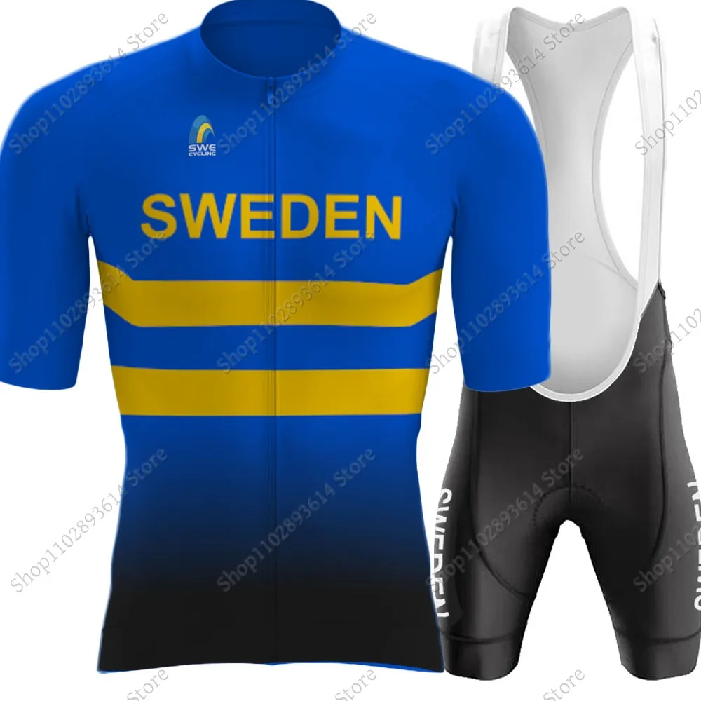 2024 Sweden Cycling Jersey Set Men Summer Clothing Short Sleeve Road Bike Shirts Suit MTB Shorts Wear Maillot Ropa