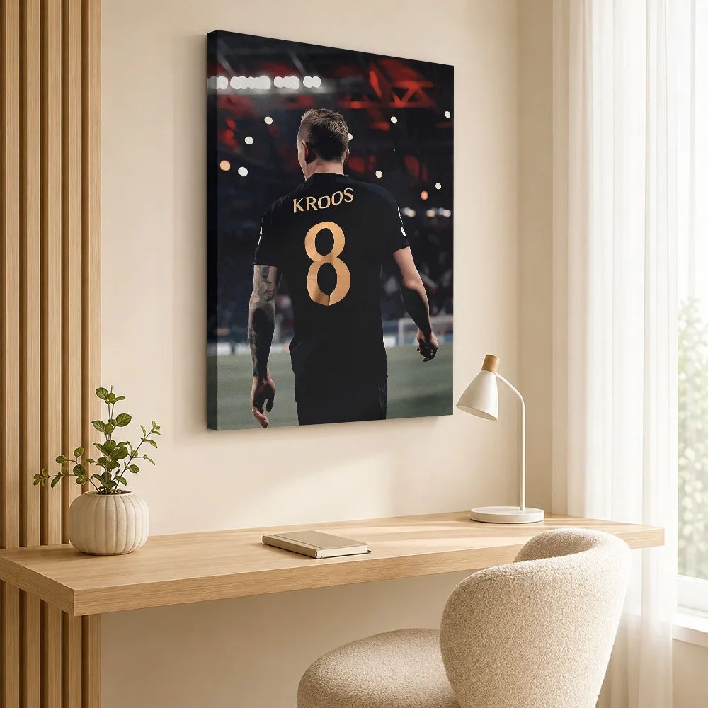 Kroos Soccer Jersey Framed Canvas Poster Collector Style Wall Art With Personalized Photo For Games Room Ideal Supporter Gift