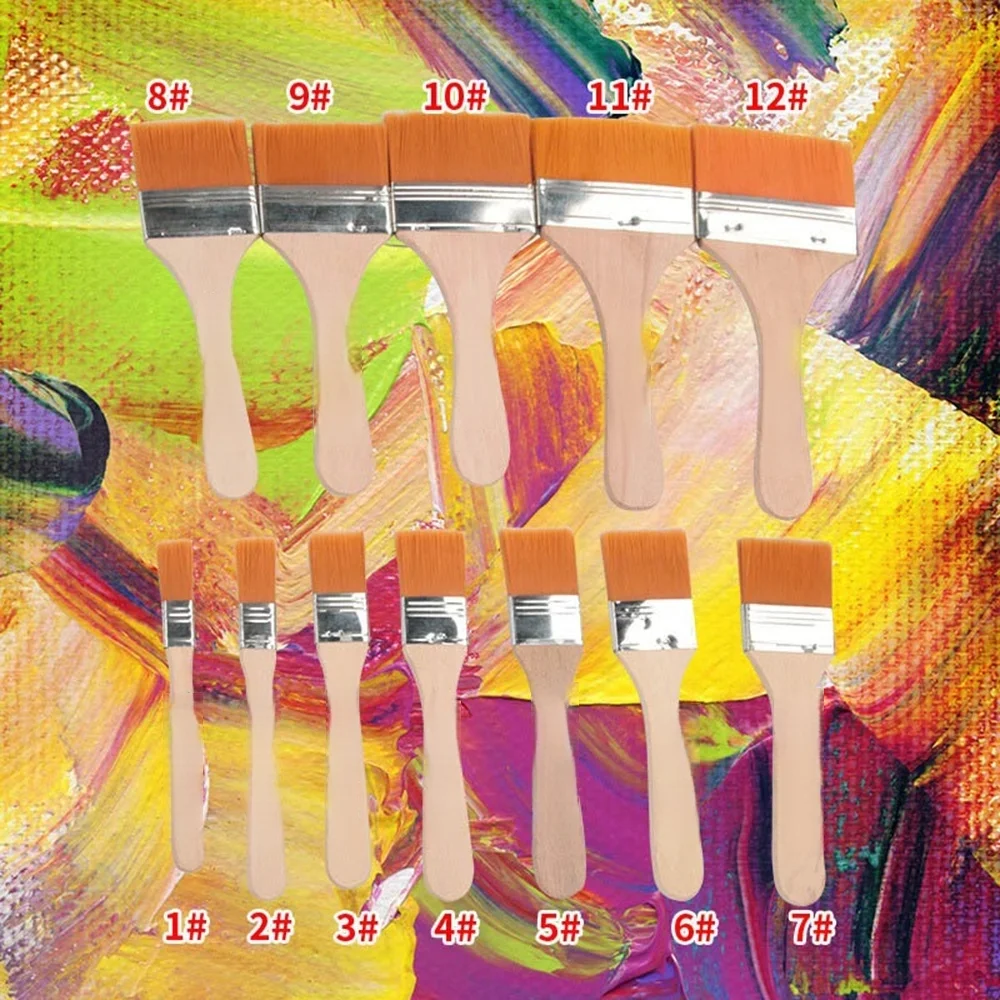 12pcs/set Memory Nylon Paint Brushes Set for Acrylic Oil Drawing Watercolor Wooden Painting Brush Tools Art Supplies