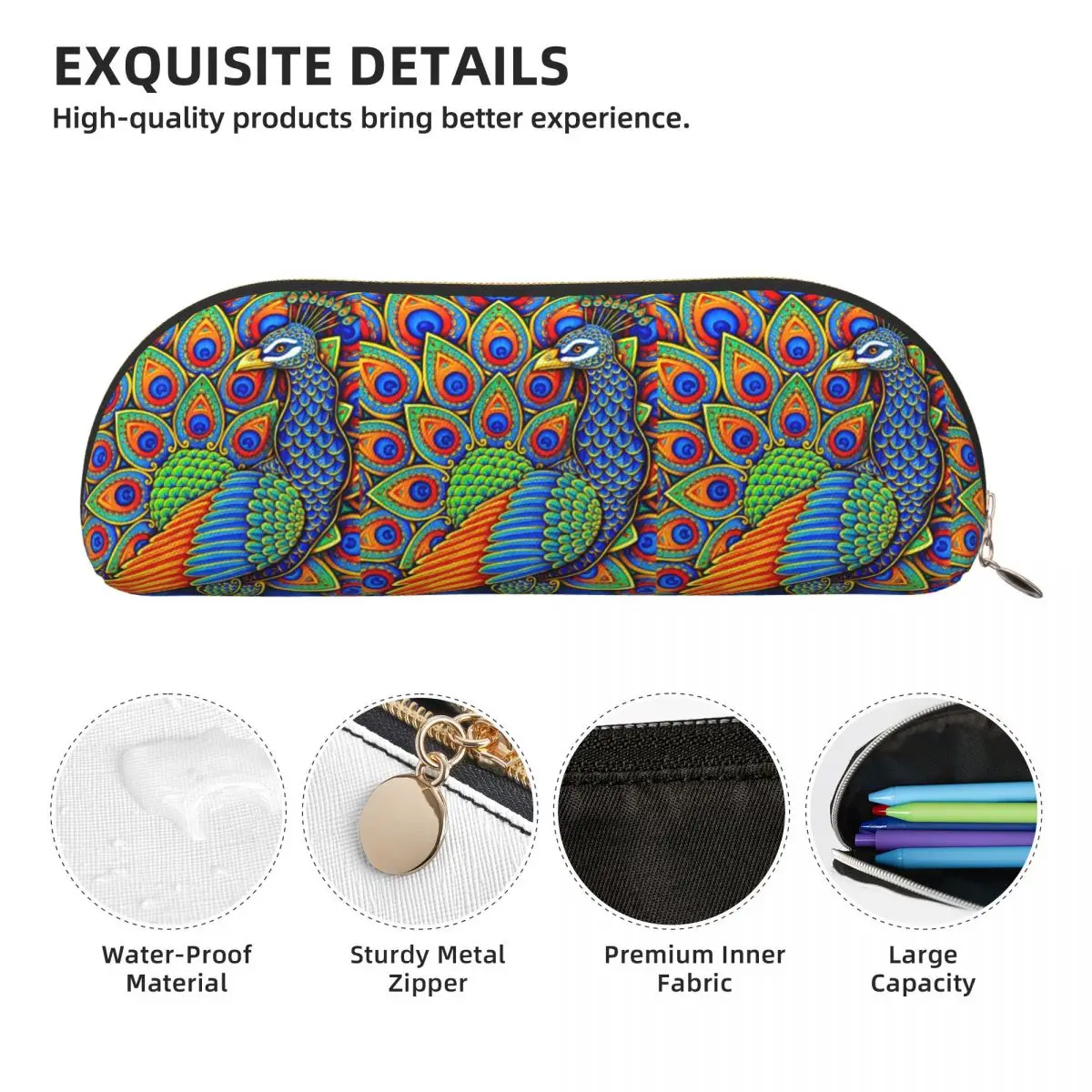 カラフルなペイズリー孔雀虹鳥鉛筆ケースペンホルダー収納文具用品大容量収納ペンボックス鉛筆バッグ
