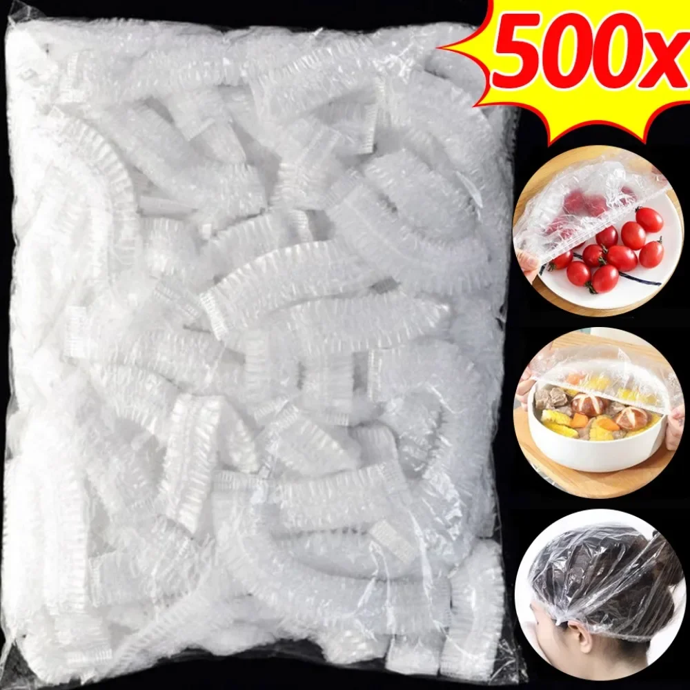 500/10PCS ทิ้งสดฟิล์มห้องครัวเก็บอาหารครอบคลุมกระเป๋าสําหรับชามยืดหยุ่นแผ่นฝาพลาสติกครอบคลุมถุงสูญญากาศ