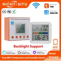 Tuya WiFi Temperature Humidity Sensor with Backlight Supported Hygrometer Thermometer TH08B RightSitu Work With Yandex Alice