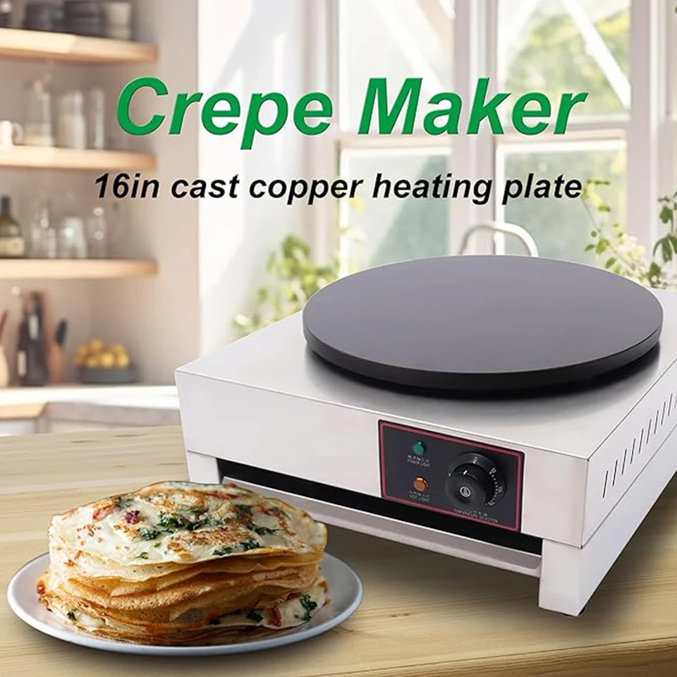 OE1 Commercial Crepe Maker 16 inch,Electric Crepe Pancake Maker,Non-Stick Crepe Griddle,for repes Tortillas Blintzes Pancakes