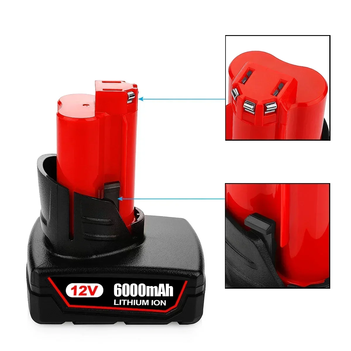 แบตเตอรี่ 12V 3Ah 6Ah แบตเตอรี่ชาร์จสําหรับ Milwaukee M12 XC เครื่องมือไร้สาย 48-11-2402 48-11-2411 48-11-2401 MIL-12A-LI