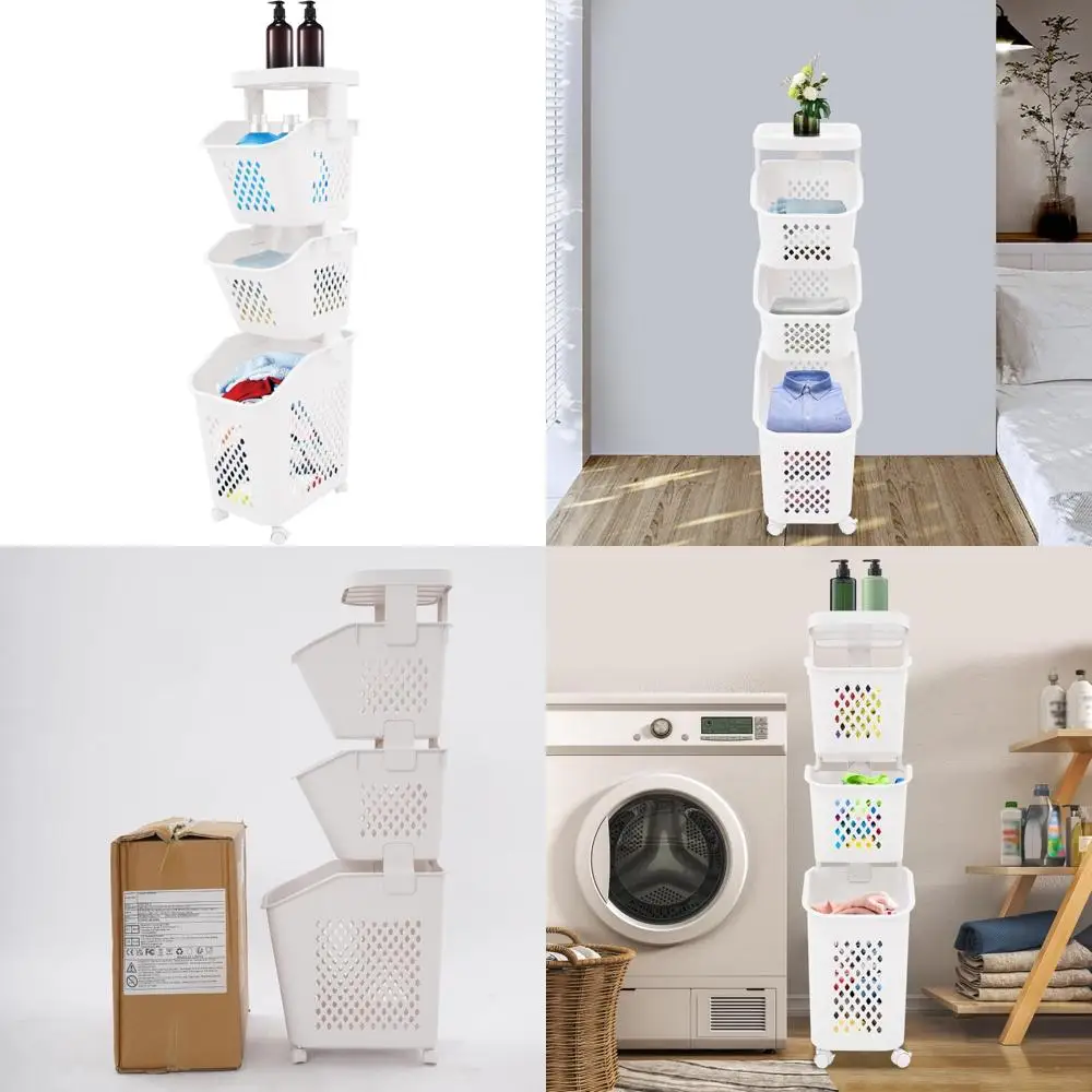 

Тонкая корзина для белья на колесиках, пластиковая корзина для белья со съемной корзиной для спальни, туалета, ванной комнаты, кухни,