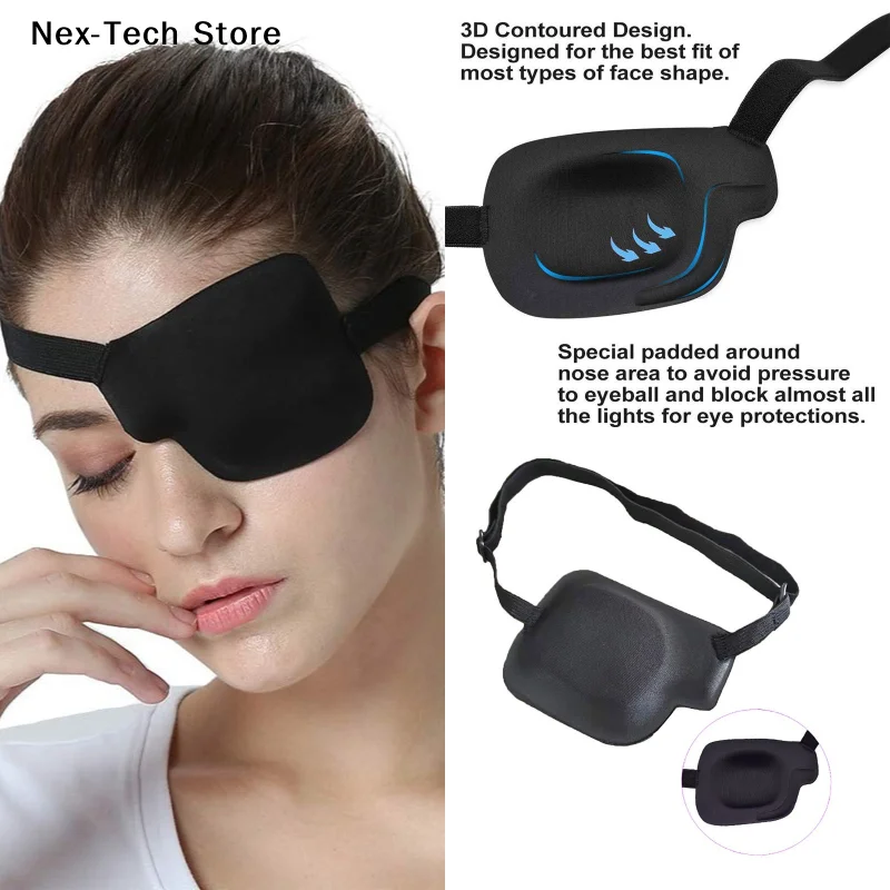 [NT]1PCS Adjustable Groove Eyeshades Concave Patch 3D Foam Black Single Eye Patch For Lazy Eyes  Use[NT]