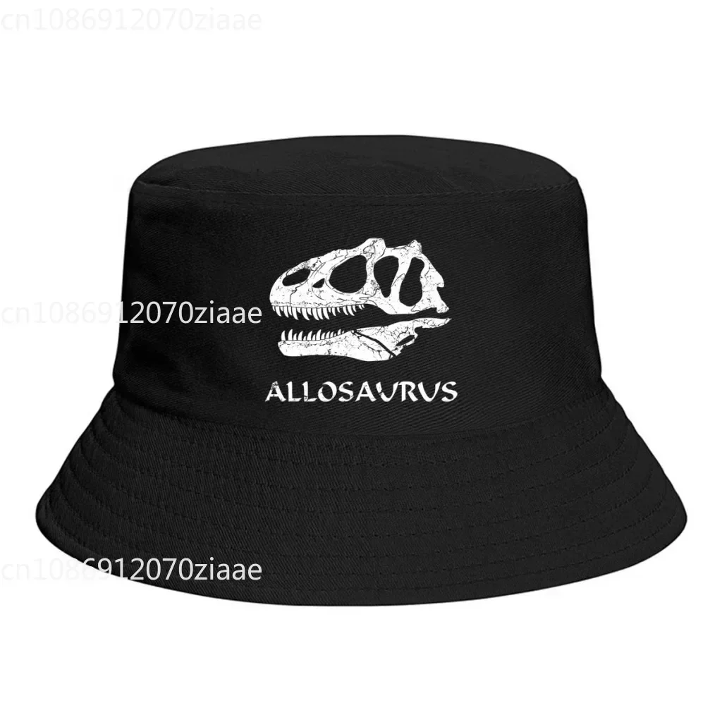 Allosaurus Fossil Classic Dinosaur Head Evolution Bucket Hat For Women Men Teenager Foldable Bob Fishing Hats Panama Cap