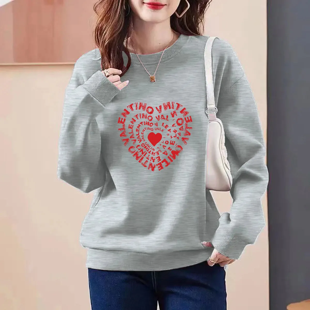 Women Clothing Chic Printed Hoodies O-neck Long Sleeve Pure Cotton Loose Pullovers Autumn Winter New Vintage Sweatshirts Tops