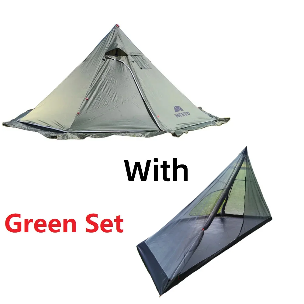 Nieuwe 1-2 Persoons Piramide Tentschuilplaats Ultralicht Buiten Camping Tipi Met Sneeuwrok Met Schoorsteengat Wandelen Backpacking Tenten