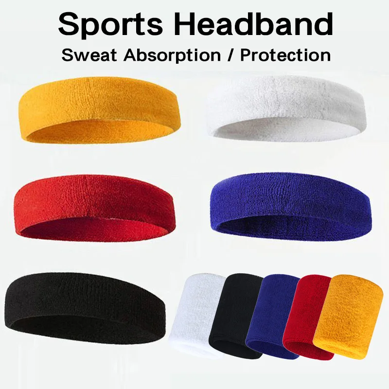 Cotton Athletic Headband Elastic Sweatband Protection Basketball Sport Adults Kids Fitness Sweat Hair Band Tennis Accessories